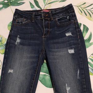 Wax Jean Ripped Skinny Jean Dark Wash